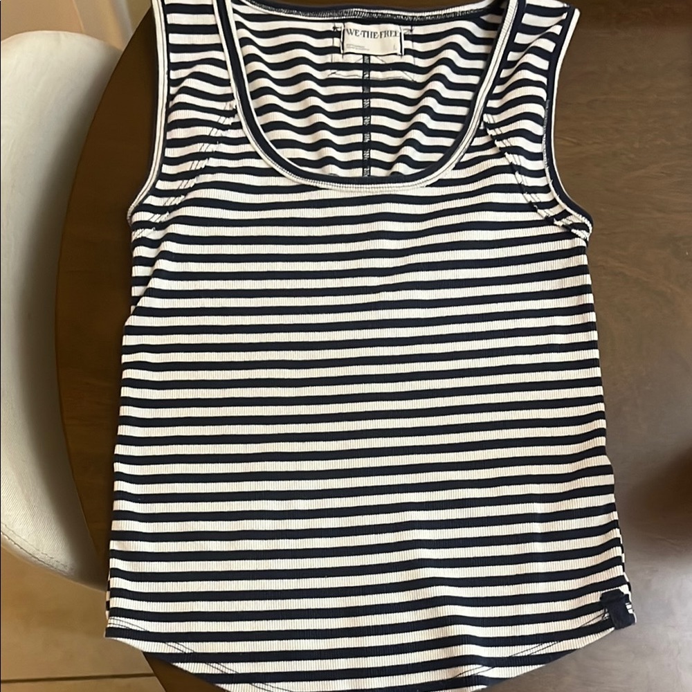 Free People Hummingbird Tank ( Navy and White)